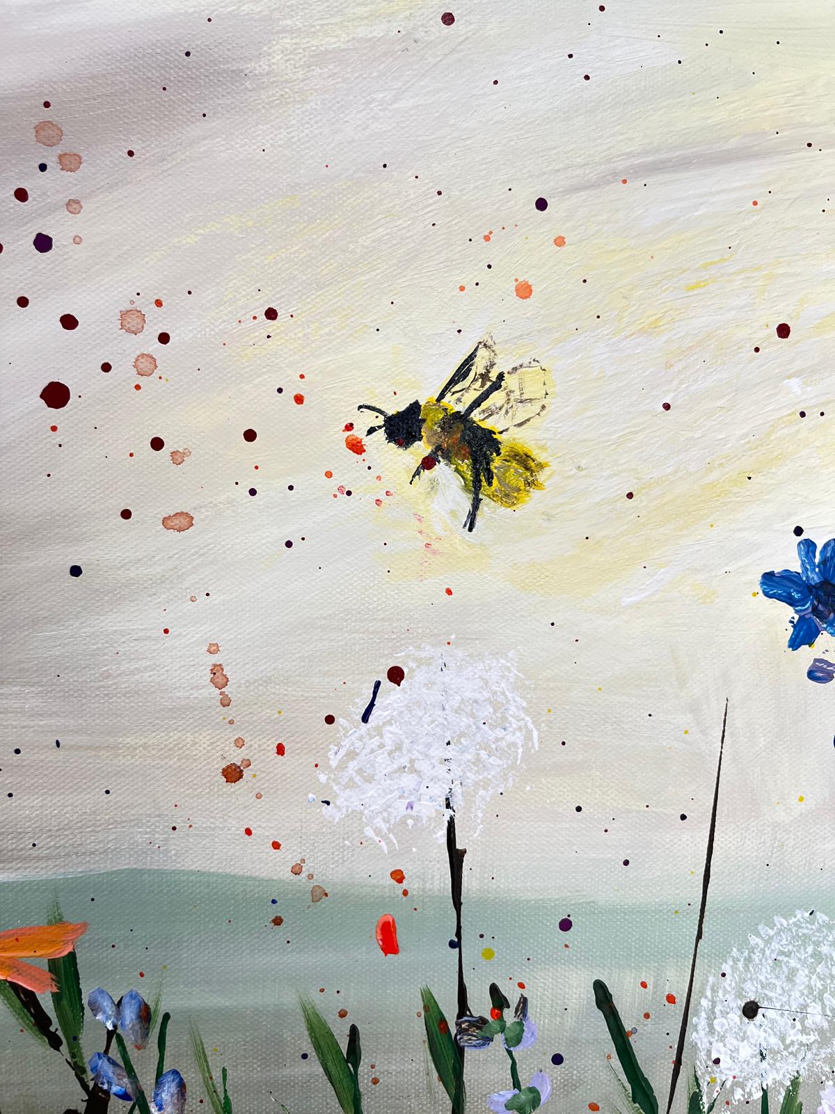 Original acrylic art painting - wildflowers in a meadow - 80cm / 60cm
