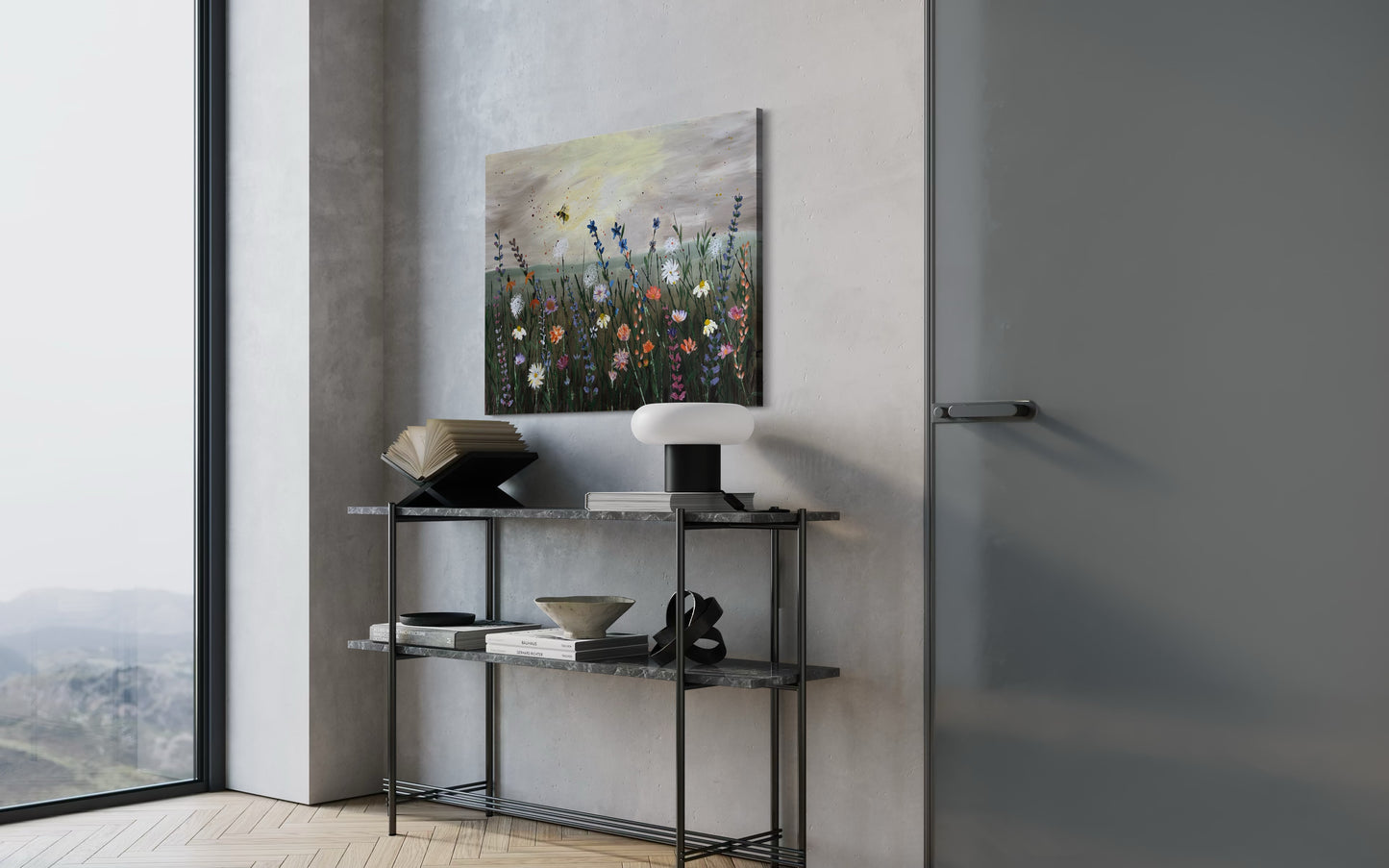 Original acrylic art painting - wildflowers in a meadow - 80cm / 60cm