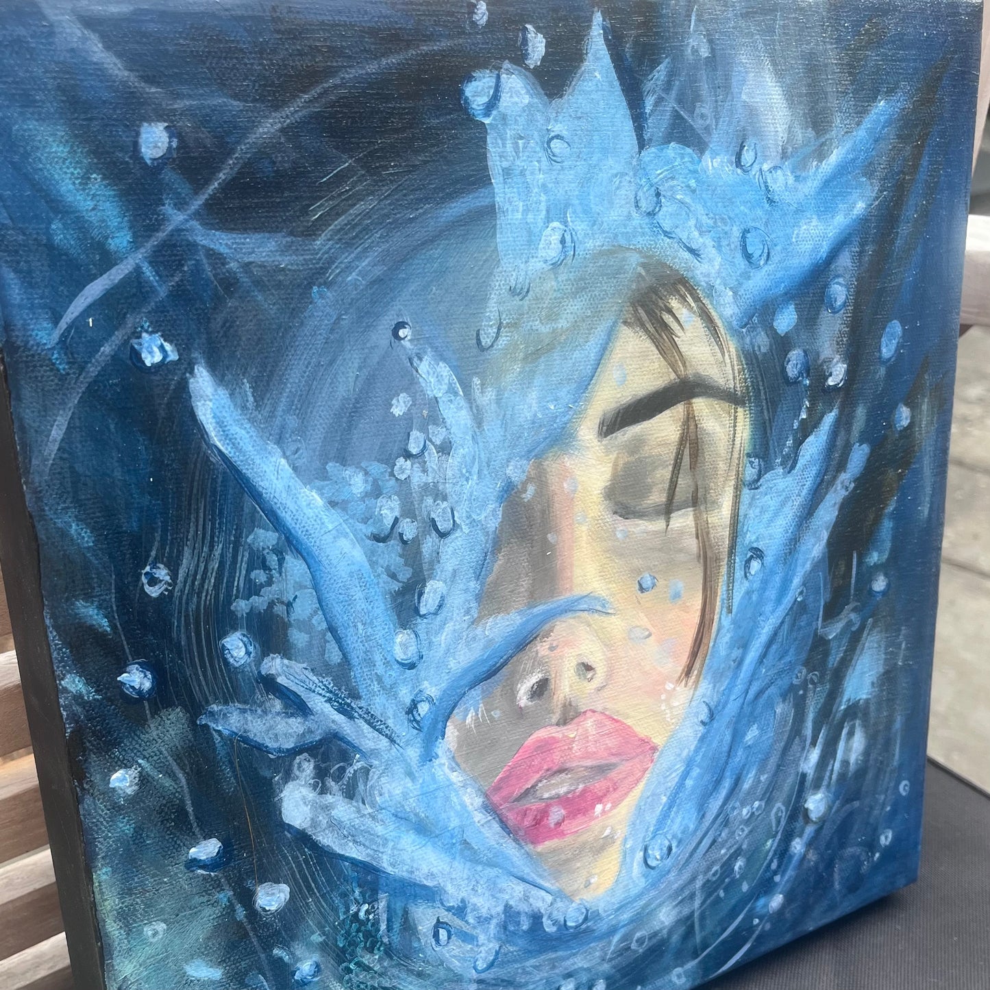 Original handpainted acrylic  painting - "Sinking beneath" 30cm /30cm