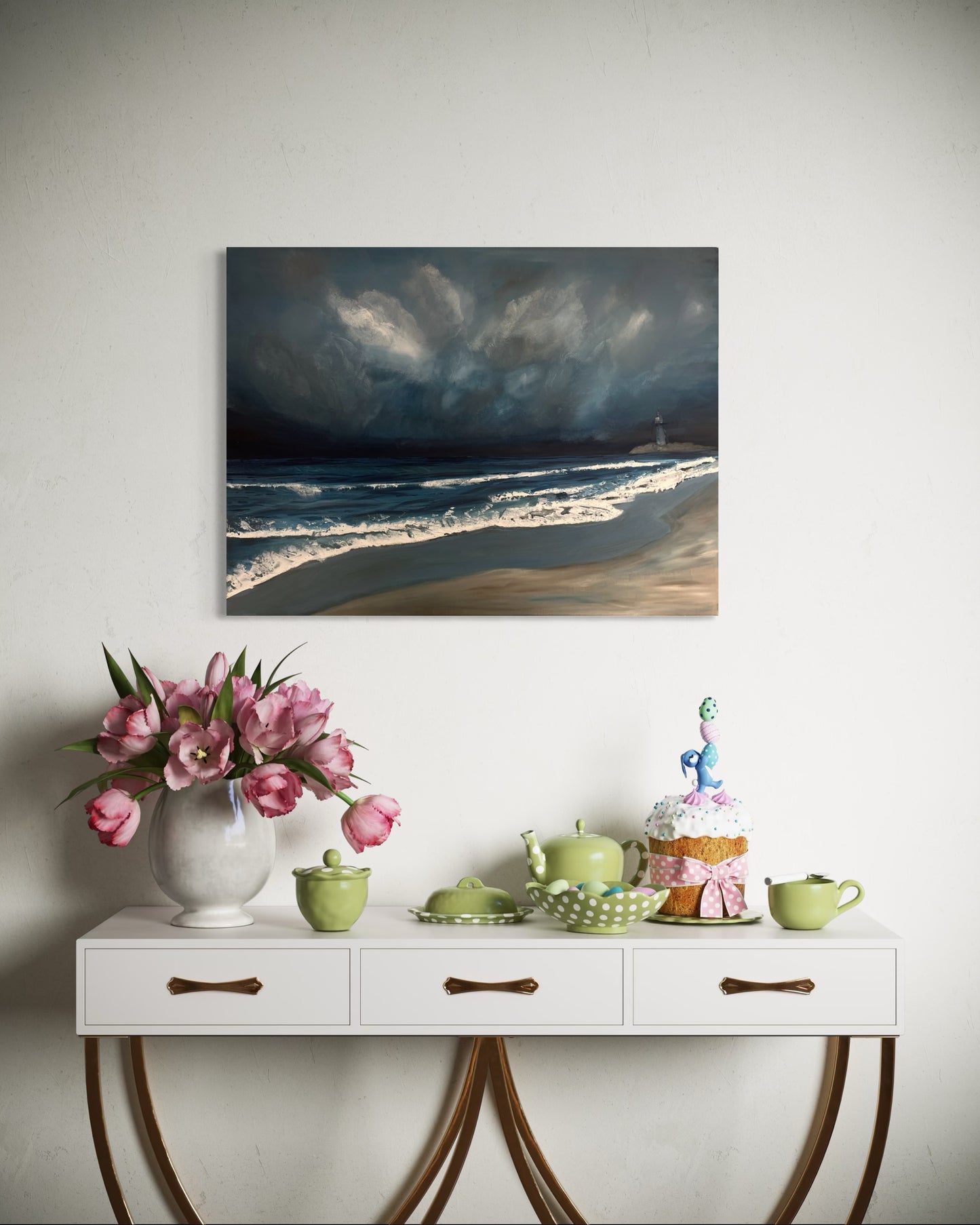 Original acrylic painting - sailboat at sea - 80cm / 60 cm