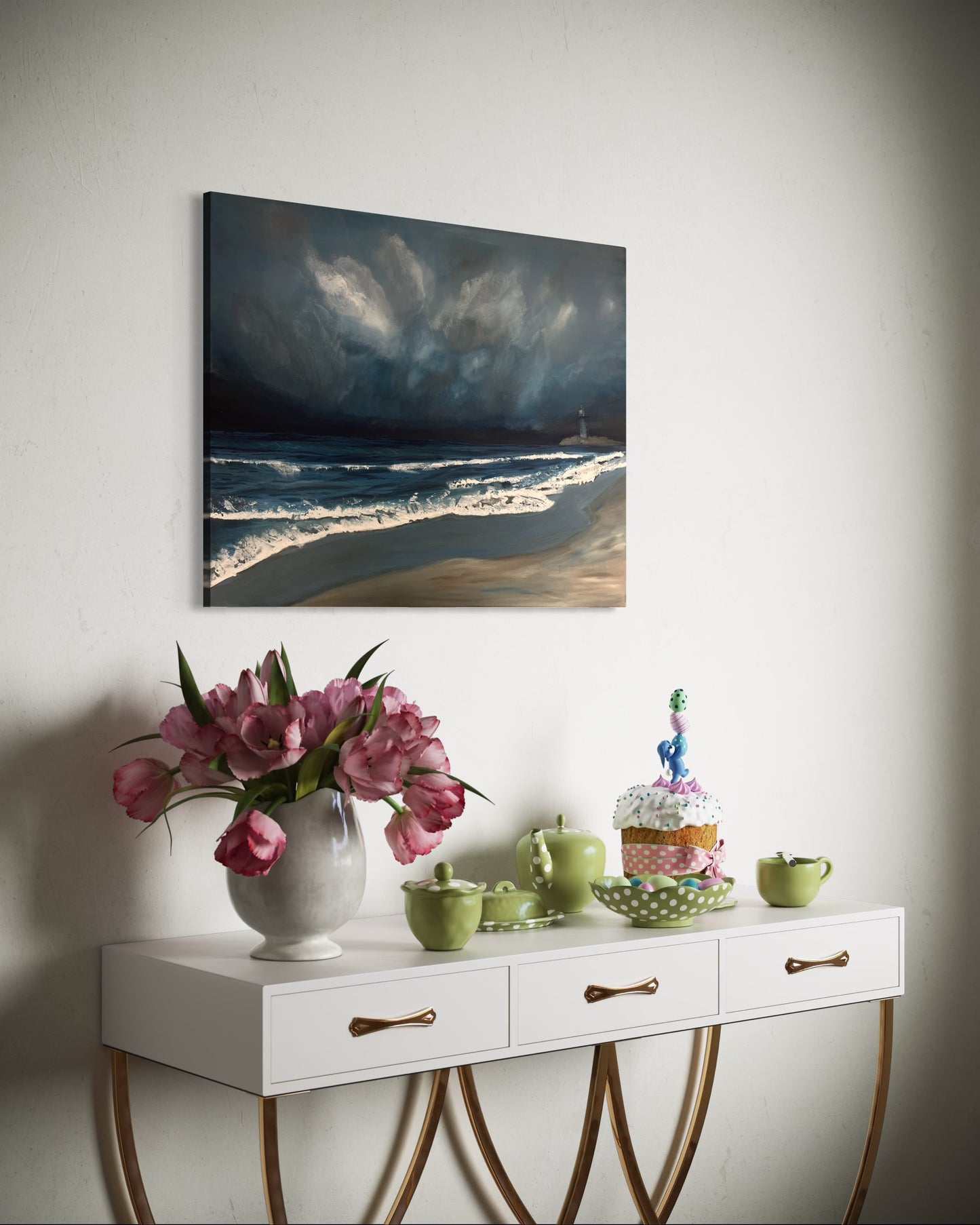 Original acrylic painting - sailboat at sea - 80cm / 60 cm